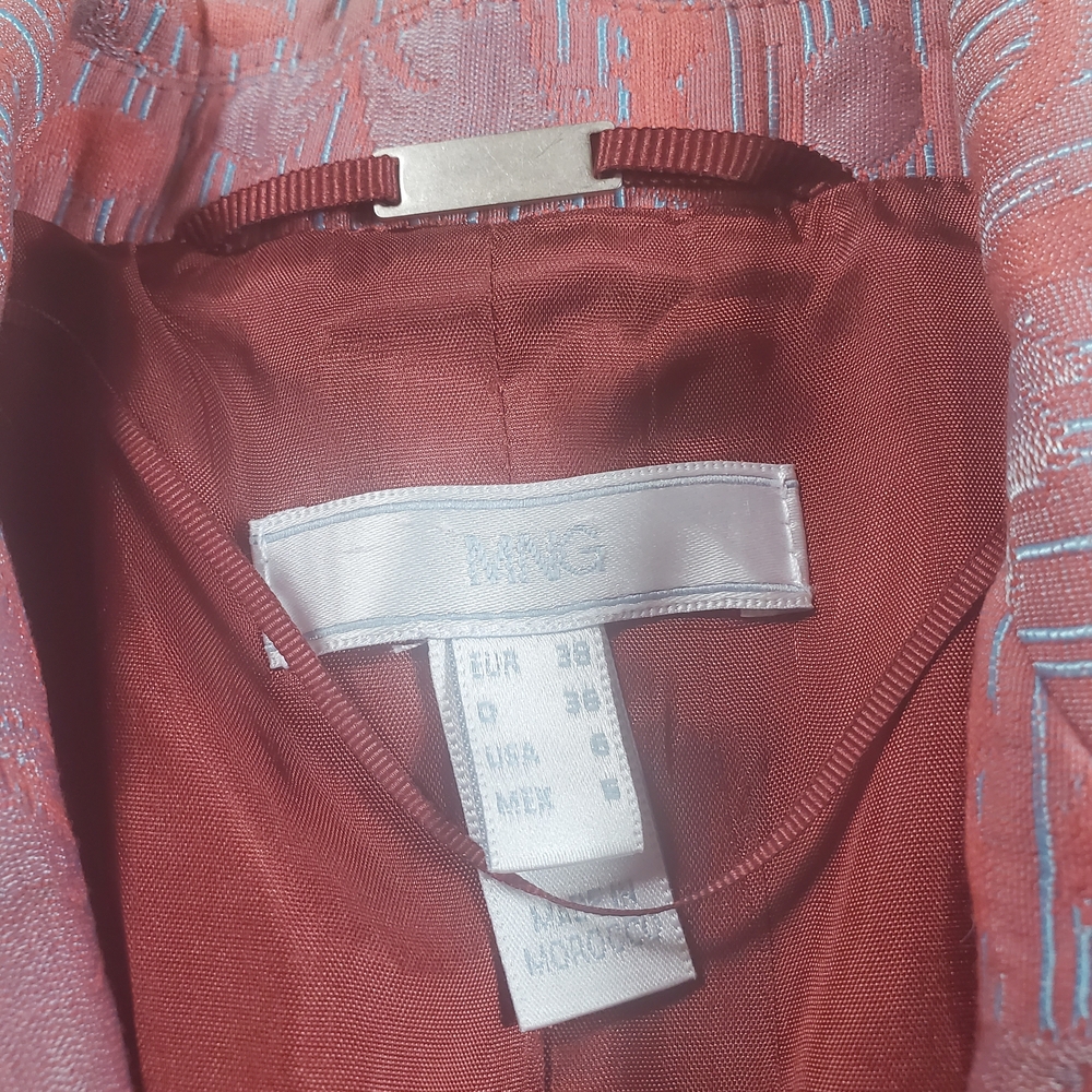 MNG Pink/Rust Ice Blue Blazer with Notched Lapel and Structured Shoulders - Picture 10 of 13